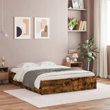 vidaXL Posteljni okvir s predali dimljen hrast 140x200 cm inž. les Cene