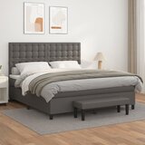  The Living Store Box spring postelja z vzmetnico siva 180x200 cm umetno usnje - Box Spring Postelja, (21517272) Cene