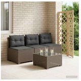 vidaXL Dvosjedni vrtni sofa s jastucima u ratan izgledu 3-sjedalo PP - Svjetlosiva 3 x sredina s antracit jastučićem i jastučićem za le | shoptok.hr