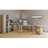MID.YOU KOTNA PISALNA MIZA kovina, leseni material srebrne barve, hrast sonoma | Shoptok.si