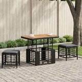  Vrtni set za objed 3 pcs Crna i Siva Poli Ratan i Drvo Akacije | shoptok.hr