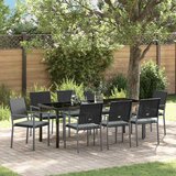  Vrtni set za objed 9 pcs Crna i svijetlo siva PE ratan | shoptok.hr