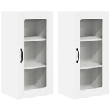  Stenska kuhinjska omarica s polico 2 pcs Visok sijaj bela | Shoptok.si