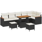 vidaXL 9-dijelni set vrtne sofe s jastucom crni poli ratan, 3-dijelni set vrtnog blagovanja s jastucom crni poli ratan | shoptok.hr