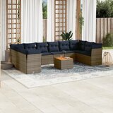 vidaXL 11-dijelni set vrtnih sofa od poliratana s jastucima sivi | shoptok.hr
