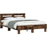  Posteljni okvir z vzglavjem dimljen hrast 135x190 cm inž. les, (20978768) | Shoptok.si