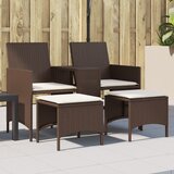 Maison Chic Vrtni kavč - Zunanji kavč dvosed z mizico in stolčki rjav poli ratan, (22042032) | Shoptok.si
