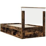  Krevetna konstrukcija s uzglavljem Dimljeni hrast 90 x 200 cm Smeđa 93 x 210 x 100 cm | shoptok.hr