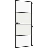Sobna vrata tanka crna 83 x 201,5 cm kaljeno staklo i aluminij | Eponuda.com