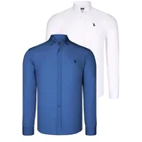 dewberry DUAL SET G725 MENS SHIRTS-WHITE-INDIGO