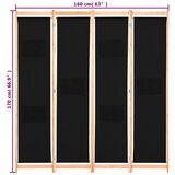 Sobna pregrada s 4 panela od tkanine 160 x 170 x 4 cm crna | Eponuda.ba