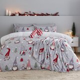 Catherine Lansfield Siva podaljšana posteljnina za zakonsko posteljo iz mikropliša 230x220 cm Festive Gnomes – | Shoptok.si