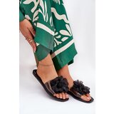 Boto Transparent Flat Women's Slippers With Artificial Flower Black Vobetta | shoptok.hr