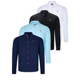 Dewberry QUAD SET G674 MENS SHIRT-BLACK-WHITE-NAVY BLUE-CYAN Cijene