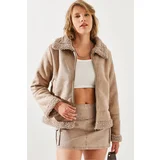 Bianco Lucci Women's Suede Plush Coat 2417