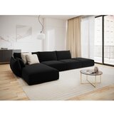 Mazzini Sofas Črna žametna kotna sedežna garnitura z ležalnikom (levi kot) Vanda – | Shoptok.si