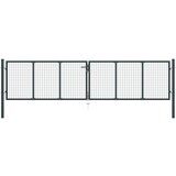 vidaXL Mrežasta vrtna vrata pocinkano jeklo 400x125 cm siva, (20772186) Cene