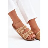 Boto Crocheted Women's Slippers With Golden Buckles Camel Fenira | shoptok.hr