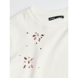 Sinsay Pamučna majica s ukrasnim kristalima | shoptok.hr