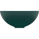 vidaXL Razkošen umivalnik okrogel mat temno zelen 32,5x14 cm keramičen | Shoptok.si