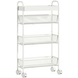 Nesta Kovinski kuhinjski voziček, 3 košare, ozka zasnova, 4 kolesa, bel, za kuhinjo, dnevno sobo in kopalnico, (5000493922) | Shoptok.si