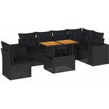  7-dijelni set vrtnih sofa od poliratana s jastucima crni | shoptok.hr