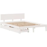 vidaXL Posteljni okvir s predali bel 120x190 cm trdna borovina | Shoptok.si
