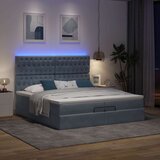 vidaXL Otomanski posteljni okvir z vzmetnicami siv 200x200cm žamet | Shoptok.si