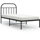 The Living Store Kovinski posteljni okvir z vzglavjem črn 90x190 cm - Posteljni Okvir, (21525020) | Shoptok.si