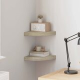  Plutajuće kutne police 2 kom boja hrasta 25 x 25 x 3,8 cm MDF | shoptok.hr
