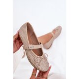 Boto Embellished ballerinas with bow and strap beige Zdivisa | Shoptok.si