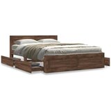 vidaXL Posteljni okvir z vzglavjem rjavi hrast 120x190 cm inž. les, (21303339) | Shoptok.si