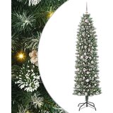 vidaXL Umetno vitko božično drevo med 300 LED Zelena in bela 210 cm | Shoptok.si