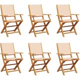 Maison Chic Zložljivi Vrtni Stoli - Stol za vrti 6 kosov bež blago in trden les JS3007, (21875905) | Shoptok.si
