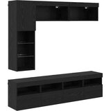 TV ormar s LED svjetlima 7 pcs Crni hrast Konstruirano drvo | shoptok.hr