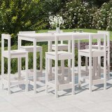  7-dijelni vrtni barski set bijeli od masivne borovine | shoptok.hr