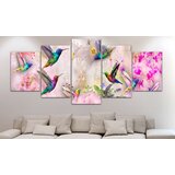 Slika - Colourful Hummingbirds (5 Parts) Wide Pink 100x50 | shoptok.hr