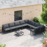 vidaXL Vrtna sedežna garnitura 9 pcs antracit siva Jeklo | Shoptok.si