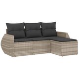 Maison Chic Seti vrtnega pohištva - Vrtna garnitura - Vrtni pohištvo set 4-delna z blazinami siv poli ratan, (21816680) | Shoptok.si