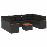  10-dijelni set vrtnih sofa s jastucima crni od poliratana | shoptok.hr