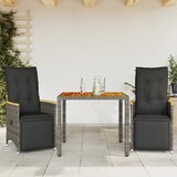 vidaXL Vrtna bistro garnitura 3-delna z blazinami siv poli ratan Cene