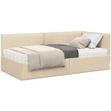 vidaXL Kotni okvir postelje z matrico z vzglavjem 2 pcs krema Žamet, (5000162836) | Shoptok.si