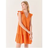 Jimmy Key orange sleeveless v-neck mini linen dress Cene