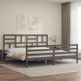 The Living Store Posteljni okvir z vzglavjem siv 200x200 cm trden les - Posteljni Okvir, (21524706) | Shoptok.si
