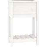Maison Chic Visoka greda - Greda - Cvetlični Lonec s polico bela 54x34,5x81 cm trdna borovina, (21789254) Cene