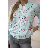 Kesi Women's floral sweatshirt with a zipper light mint Cene