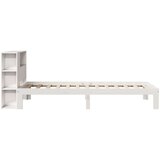 vidaXL Knjižna postelja brez vzmetnice bela 100x200 cm trdna borovina | Shoptok.si