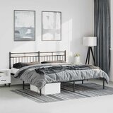  Metalni okvir za krevet s uzglavljem crni 193x203 cm | shoptok.hr