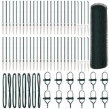 vidaXL Šesterokotna ograja Zelena 0,6x100 m Jeklo, Ograjni stebri s konico 13 kos Ø32 mm 80 cm Galvanizirano jeklo | Shoptok.si
