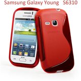  Gumijasti / gel etui S-Line za Samsung Galaxy Young S6310 - rdeči Cene
